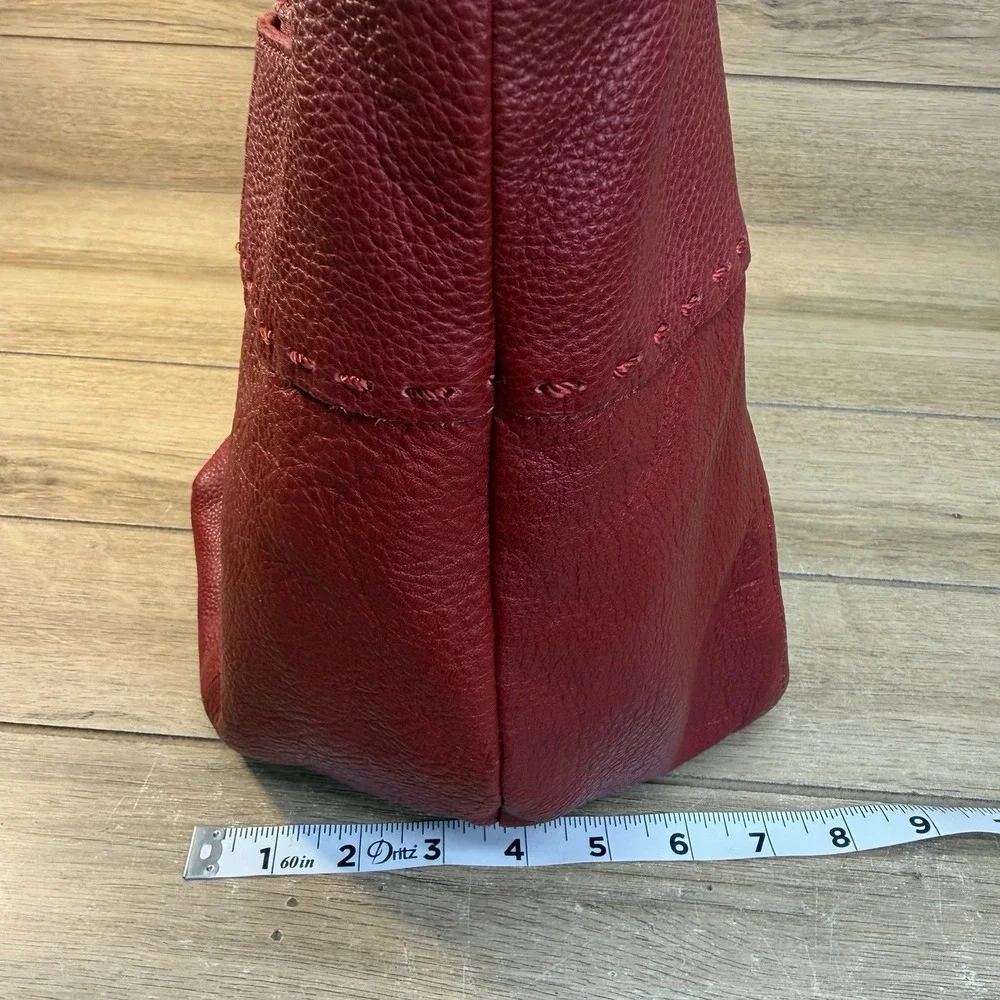 The Sak Womens Indio Hobo Handbag Red Leather Boho Braided Shoulder Tote Bag